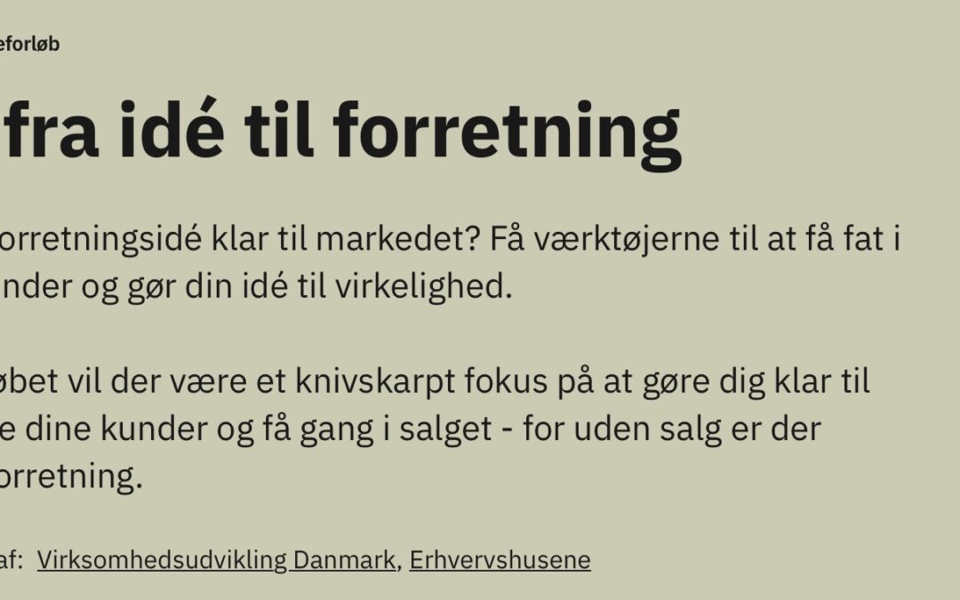 Kompetenceforløb: Gå fra idé til forretning